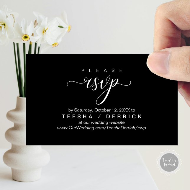 Påminnelse på osa Bröllop webbplats, Modern Classy Tilläggskort (RSVP Wedding Website Reminder, Modern Classy Enclosure Card, in Classy Black)