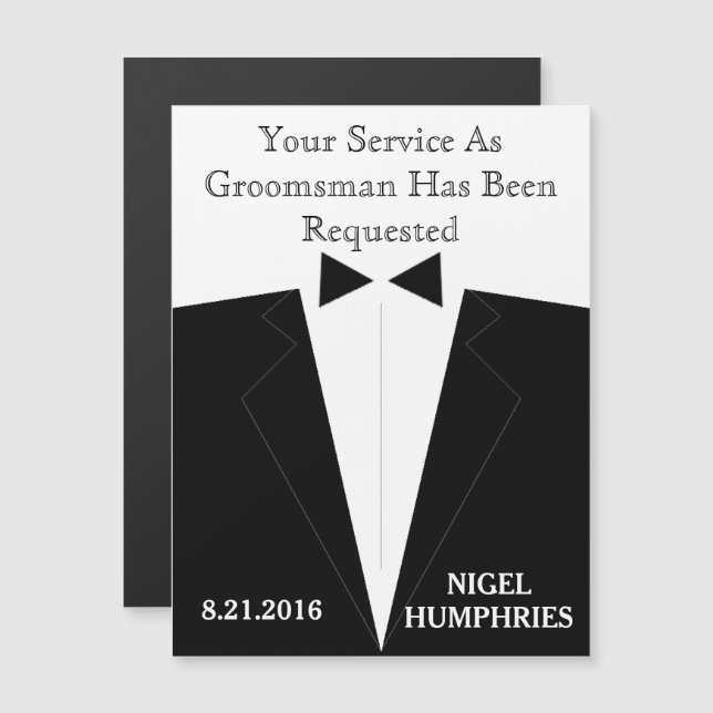 Påminnelse till bästa man eller bröllopsvittne magnetisk inbjudningskort (Fram/baksida)