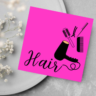 Påminnelsekort för fet Rosa Hairdresser Fyrkantigt Visitkort