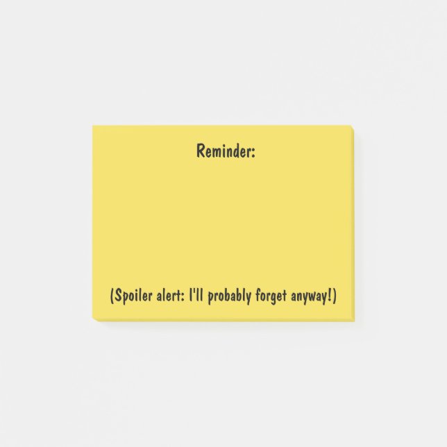 Påminnelsen med ett vaket klibbigt för Spoiler Post-it Block (Framsida)