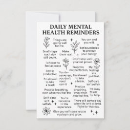 Påminnelser om daglig psykisk hälsa tack kort