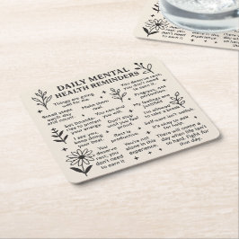 Påminnelser om daglig psykisk hälsa underlägg papper kvadrat