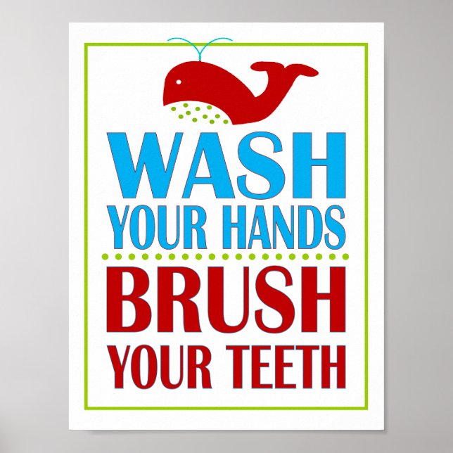 Påminnelseskylt för barn i badrummet poster (Framsidan)