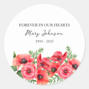 Påminnelsesticker för Poppy Memorial Funeral Class Runt Klistermärke