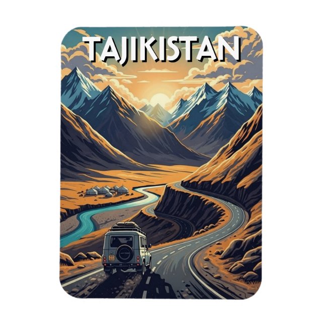 Pamir Highway Tadzjikistan Resa  Magnet (Vertikal)
