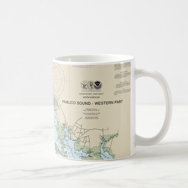 Pamlico Ljud Western del Nautical Chart 11548 Kaffemugg (Höger)