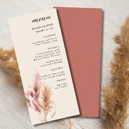 Pampa Grass Boho Bröllop Menu Meny
