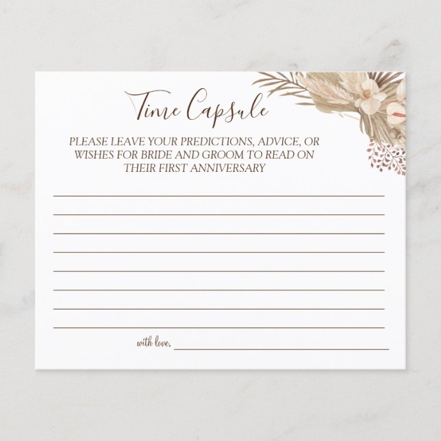 Pampa Grass Time Capsule bröllop-årskort Flygblad (Framsidan)