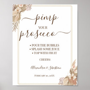 Pampagräs Pimpa din Prosecco Bröllopsduschskylt Poster