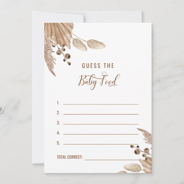 Pampas Baby Shower Gissa Baby Food Response III Inbjudningar (Framsida)