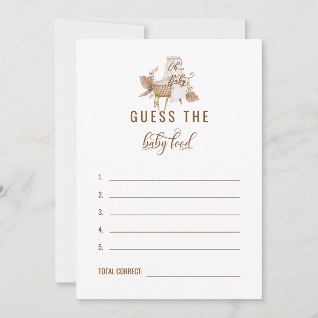 Pampas Baby Shower gissar Baby Food Response II I Inbjudningar (Framsida)