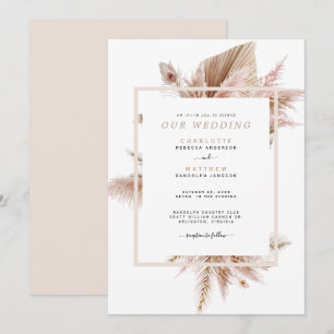 Pampas Beige No Parents Wedding bjudande Inbjudningar