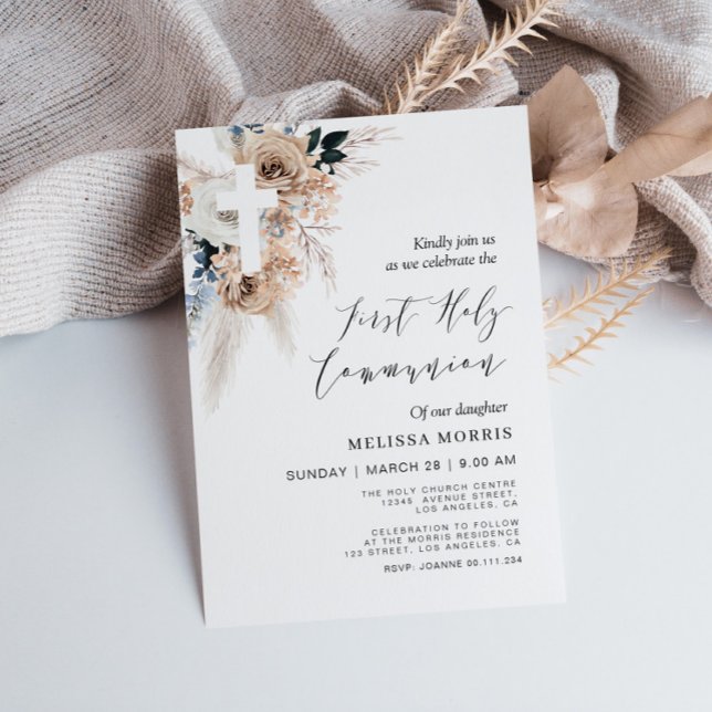 pampas blommigt kor, första heligans gemenskap inbjudningar (Skapare uppladdad)