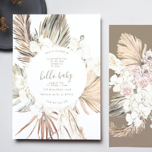Pampas Boho Beach Hej Baby Shower Inbjudningar
