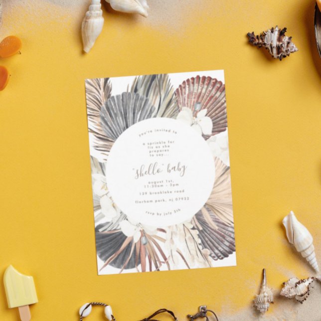 Pampas Boho Beach Snäcka Baby Shower-inbjudan Inbjudningar (Skapare uppladdad)