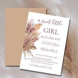 Pampas elegance Mauve rosa babyduschinbjudan Inbjudningar