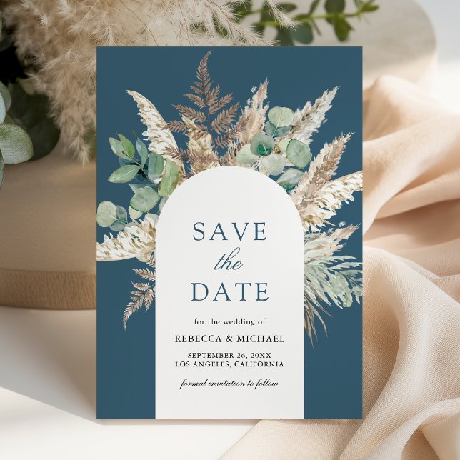 Pampas Eucalyptus Arch Dusty Blue Wedding Spara Datumet (Skapare uppladdad)