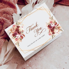 Pampas Gold Geometric Burgundy Floral Wedding Tack Kort