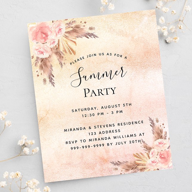 Pampas-gräs blommigt Budgetinbjudan till party som (Skapare uppladdad)