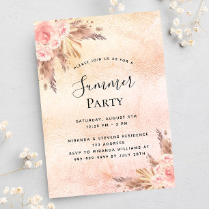 Pampas-gräs blommigtar sommaren utanför party inbjudningar