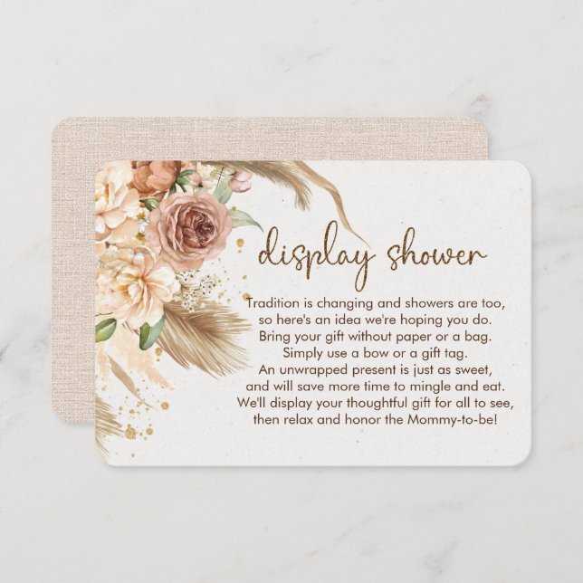 Pampas gräs boho visning dusch infogar tilläggskort (Fram/baksida)