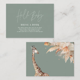 Pampas gräs giraffe-babydusch tar med sig bok visitkort