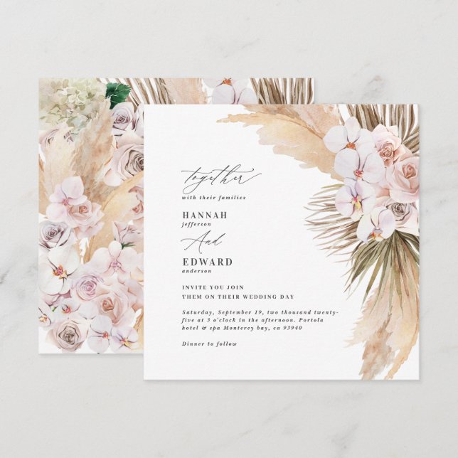 Pampas gräs handflatan, ofruktbar, modern rustik (Fram/baksida)