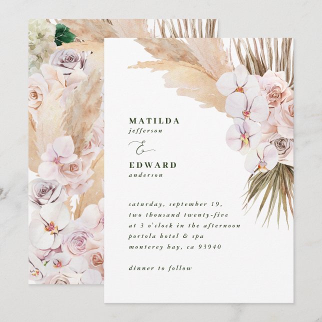 Pampas gräs handflatan, ofruktbar, modern rustik (Fram/baksida)