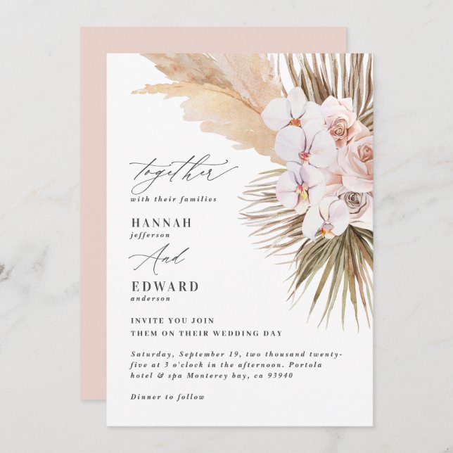 Pampas gräs handflatan, ofruktbar, modern rustik (Fram/baksida)