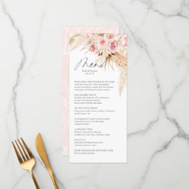 Pampas Gras MOdern Boho Rosa Menu-kort Meny