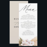 Pampas-gräs, modern botanisk bohemisk skrift meny<br><div class="desc">Pampas-gräs,  modern botanisk bohemiskript bröllop-meny. Modern rustik snyggt elegant bröllop-räckvidd med vattenfärgsblad,  blommigt design. En del av en bedövande elegant.</div>