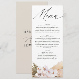 Pampas-gräs, modern botanisk bohemisk skrift meny