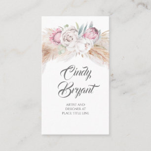 Pampas Gras och Kung Protea Flower Elegant Exotic Visitkort