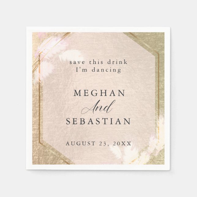 Pampas-gräs  Ro Guld Pappersservett (Framsidan)