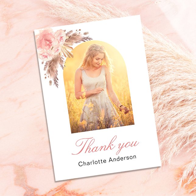 Pampas gräs rosablommiga foto tack-kort tack kort (Skapare uppladdad)