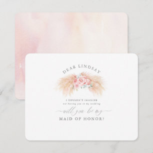 Pampas gräs rosafärgad brudtärna förslagsinbjudan inbjudningar