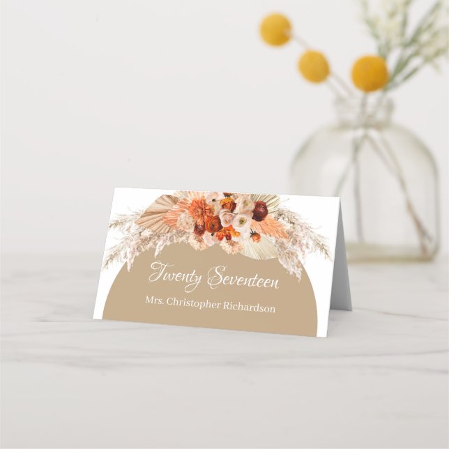 Pampas gräs terracotta bränd orange beige röd placeringskort (Framsida)