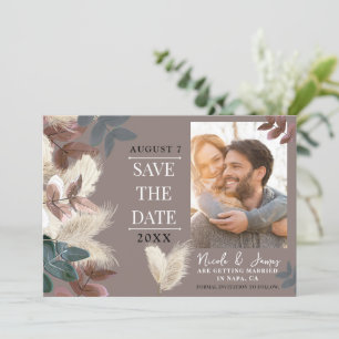 Pampas gräsblad jordnära bohemisk Save the Date Inbjudningar