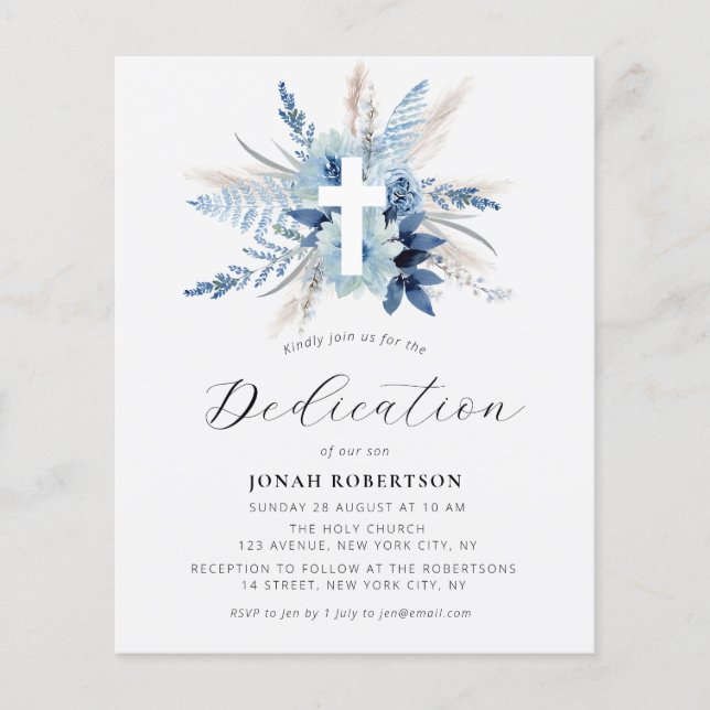 Pampas-gräsblått blommigt kor-engagemang (Framsida)