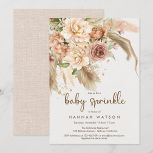 Pampas gräsboho baby sprinkle bohemian-öknen inbjudningar