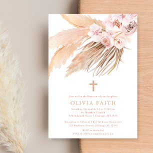 Pampas gräsboho bohemian ökenbaptism inbjudningar