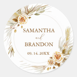 Pampas gräsboho elegant tropiska Bröllop Runt Klistermärke