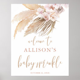 Pampas gräsboho Tema baby sprinkle välkomstskylt Poster
