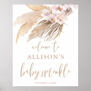 Pampas gräsboho Tema baby sprinkle välkomstskylt Poster