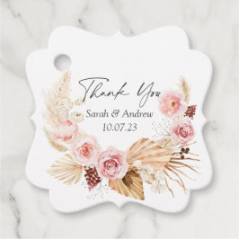 Pampas gräsklipp boho blommigt vattenfärgsbröllops gåvor etiketter