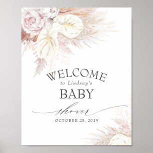 Pampas Grass and Anthuriums Baby Shower Välkommen  Poster