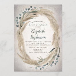 Pampas Grass and Greenery Boho Baby Shower Inbjudningar