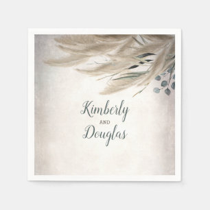 Pampas Grass and Greenery Boho Bröllop Pappersservett