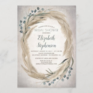 Pampas Grass and Greenery Boho Möhippa Inbjudningar
