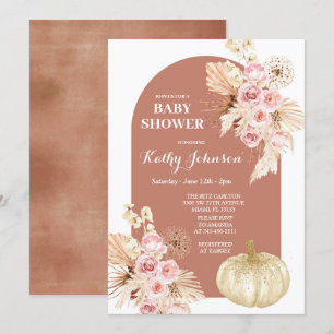 Pampas Grass and Pumpkin Baby Shower Inbjudningar